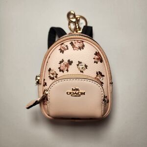 NWT COACH CAA68 Mini Court Backpack Bag Charm Rosette Print Gold/Blush/Multi